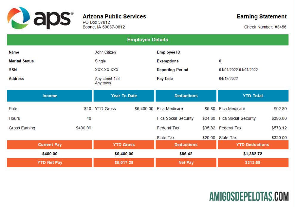 Empresa de serviços públicos APS dos EUA modelo